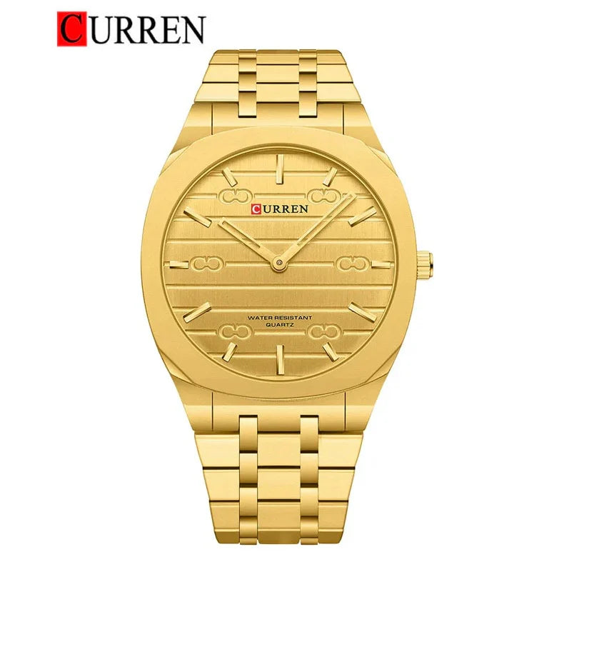 M-8444 Curren GOLD Dial gold Stainless Steel Analog Quartz men's Watch.